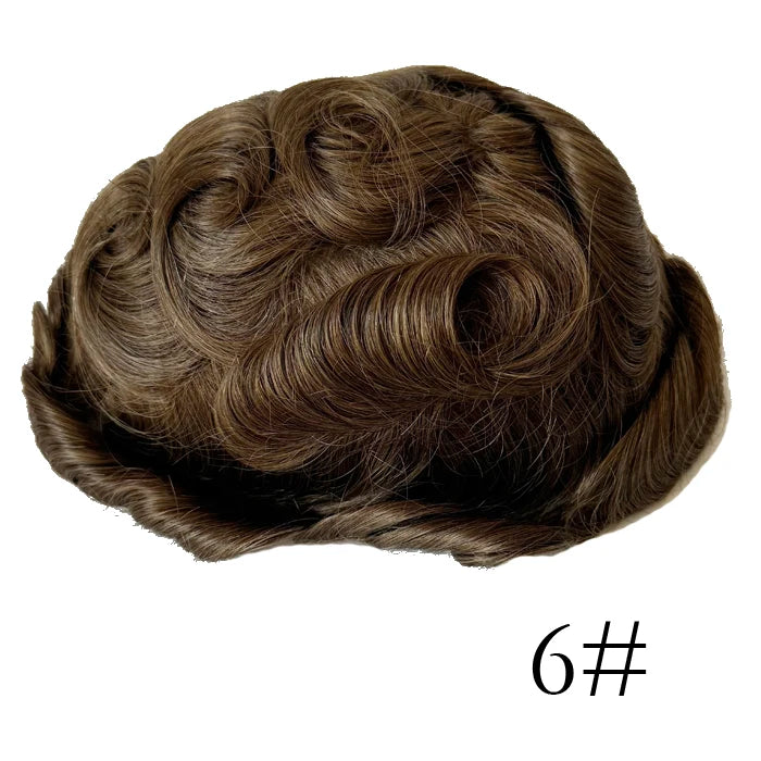 0.08mm Thickness PU Poly Base Double Knotted Toupee Human Hair - Capillary Prothesis