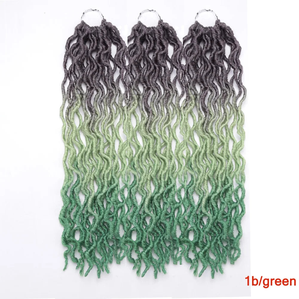 Curly Faux Locs Synthetic Crochet Pre-Stretched Hair - Various Colors Available