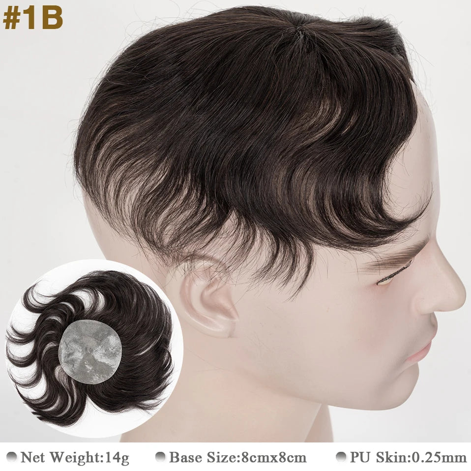 Side or Back Hair Patches Hairpiece for Men, Thin Skin, Toupee Patch, 8cm x 8cm - Various Options Available