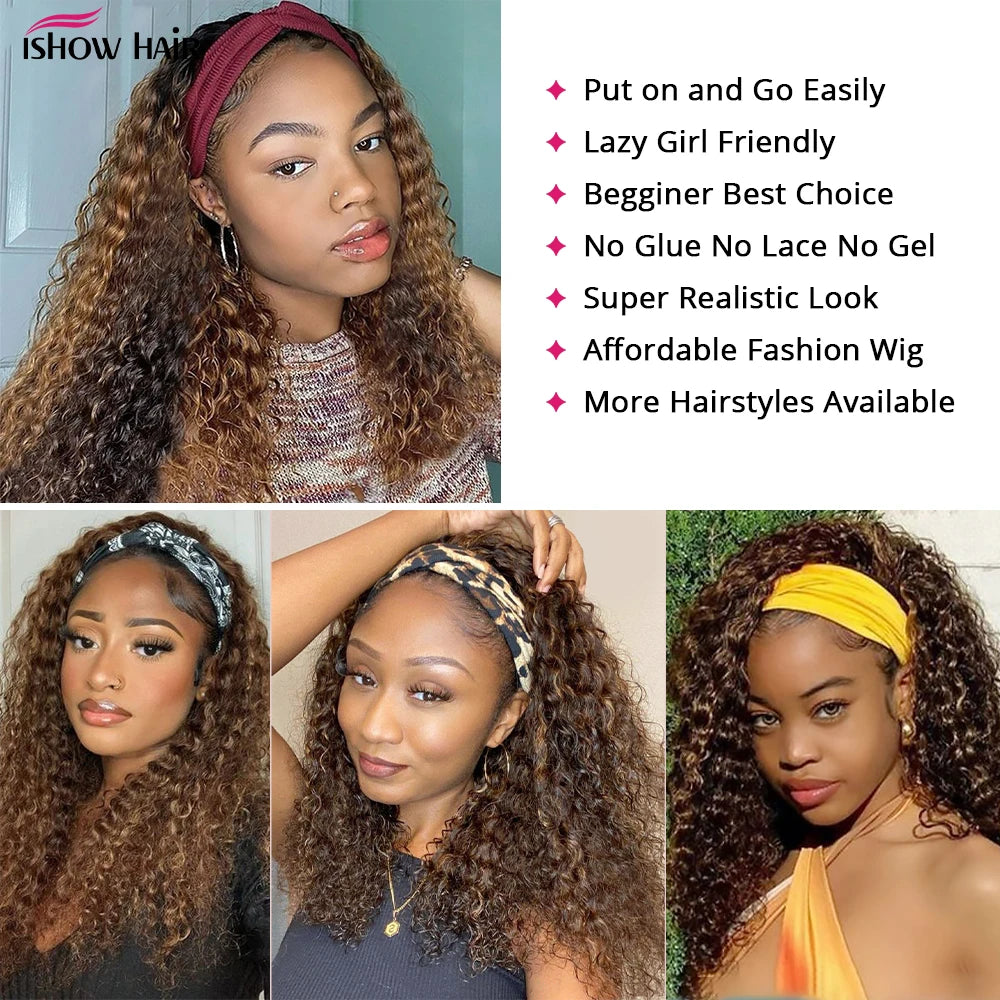 Deep Wave P4/27 Highlight Human Hair Headband Wig