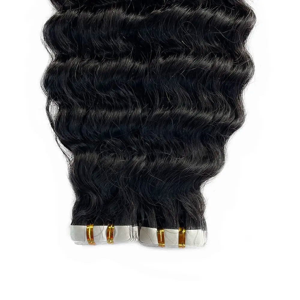 Brazilian Curly Deep Wave Invisible Human Hair Tape Ins