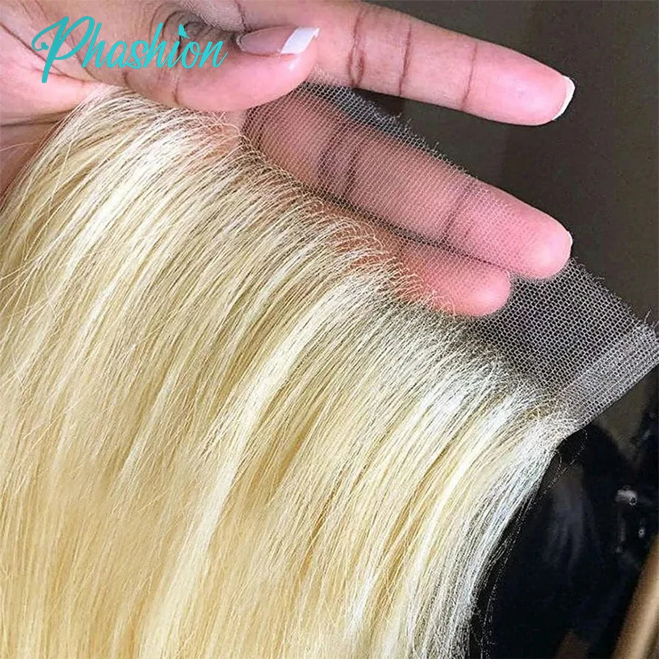 Swiss Closure or HD Lace Frontal 613 Blonde Silky Straight 100% Human Hair