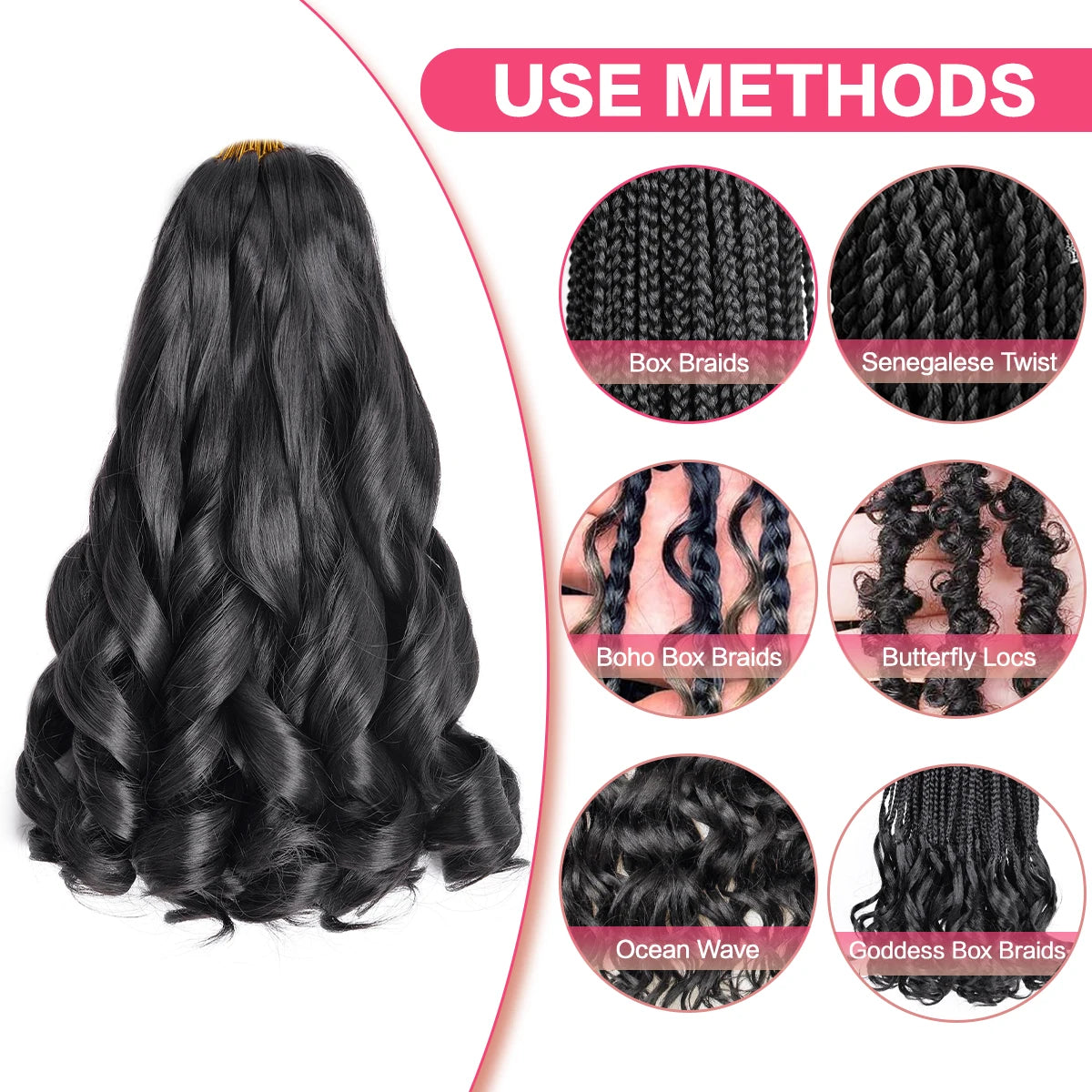 French Spiral Curls Pre Stretched Loose Synthetic Braiding Hair