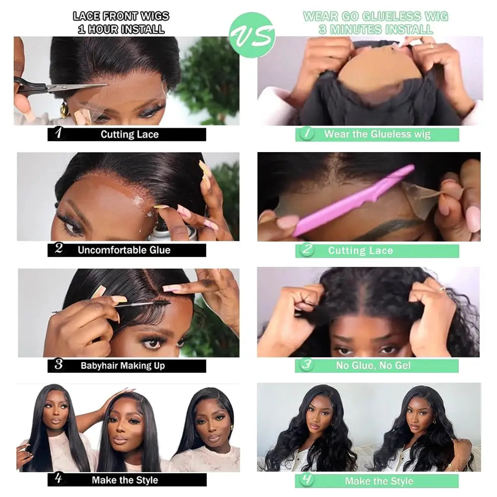 Body Wave - Pre Plucked Pre Cut HD Lace Closure Glueless Human Hair Wig