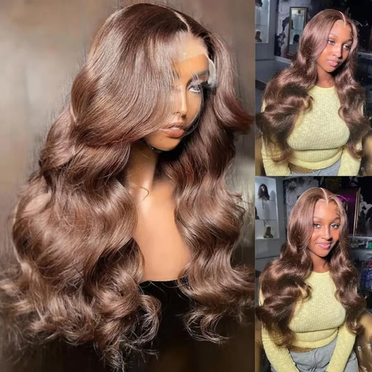 Chocolate Brown Body Wave - HD Lace Frontal Human Hair Wig