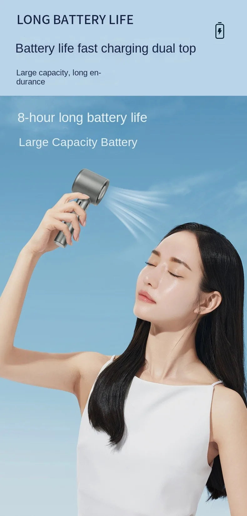 Mini Portable Handheld Fan , 120 Wind Speeds, USB Recharge