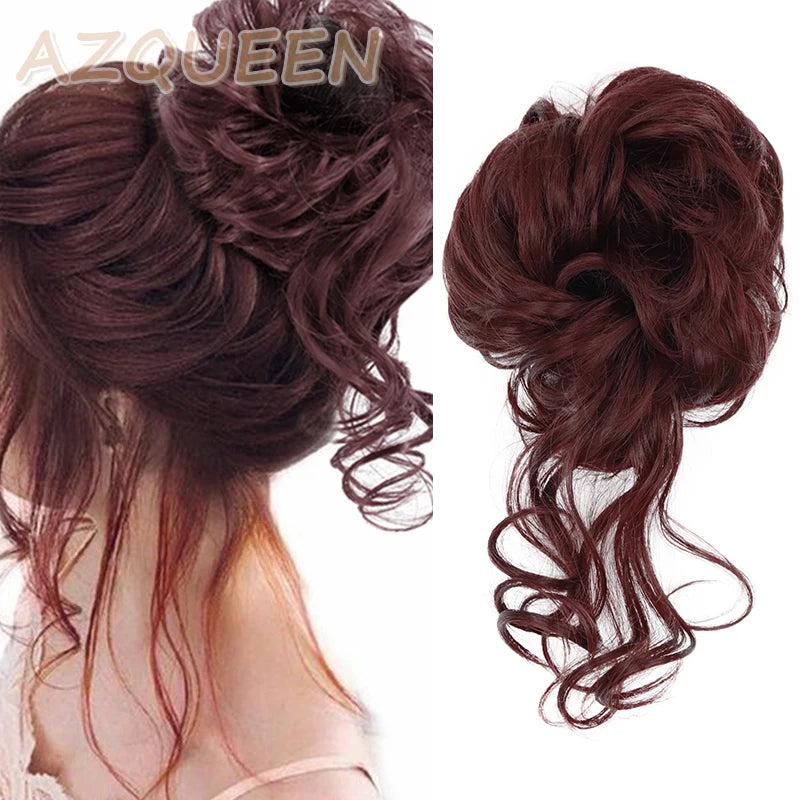 Synthetic Culrly Messy Ponytail Updo Bun with Elastic Band/Scrunchy