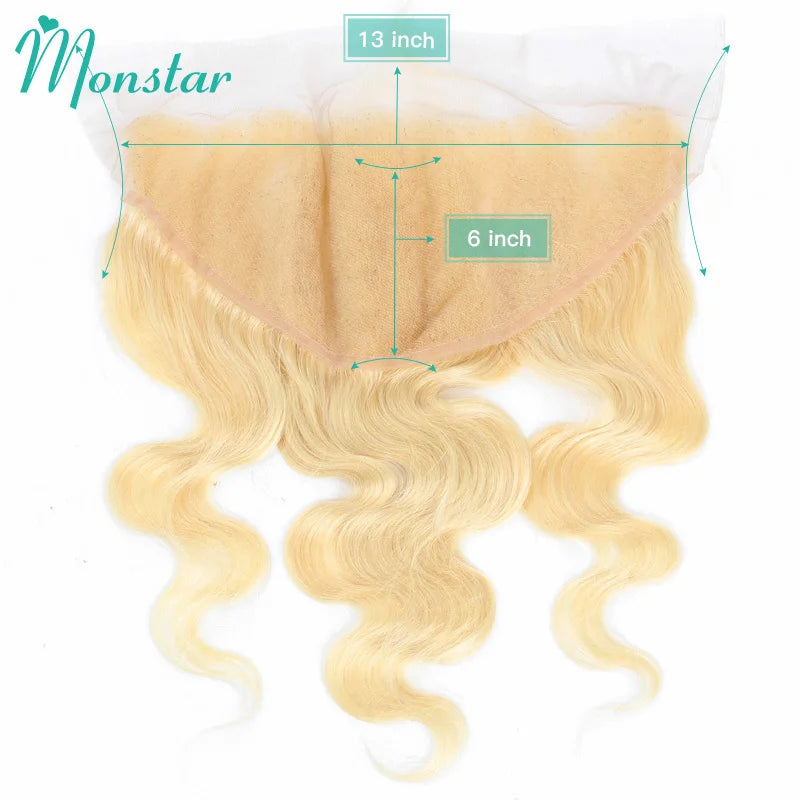 613 Blonde Body Wave HD Lace Frontal or Closure PrePlucked Brazilian Remy Human Hair - Various Options Available