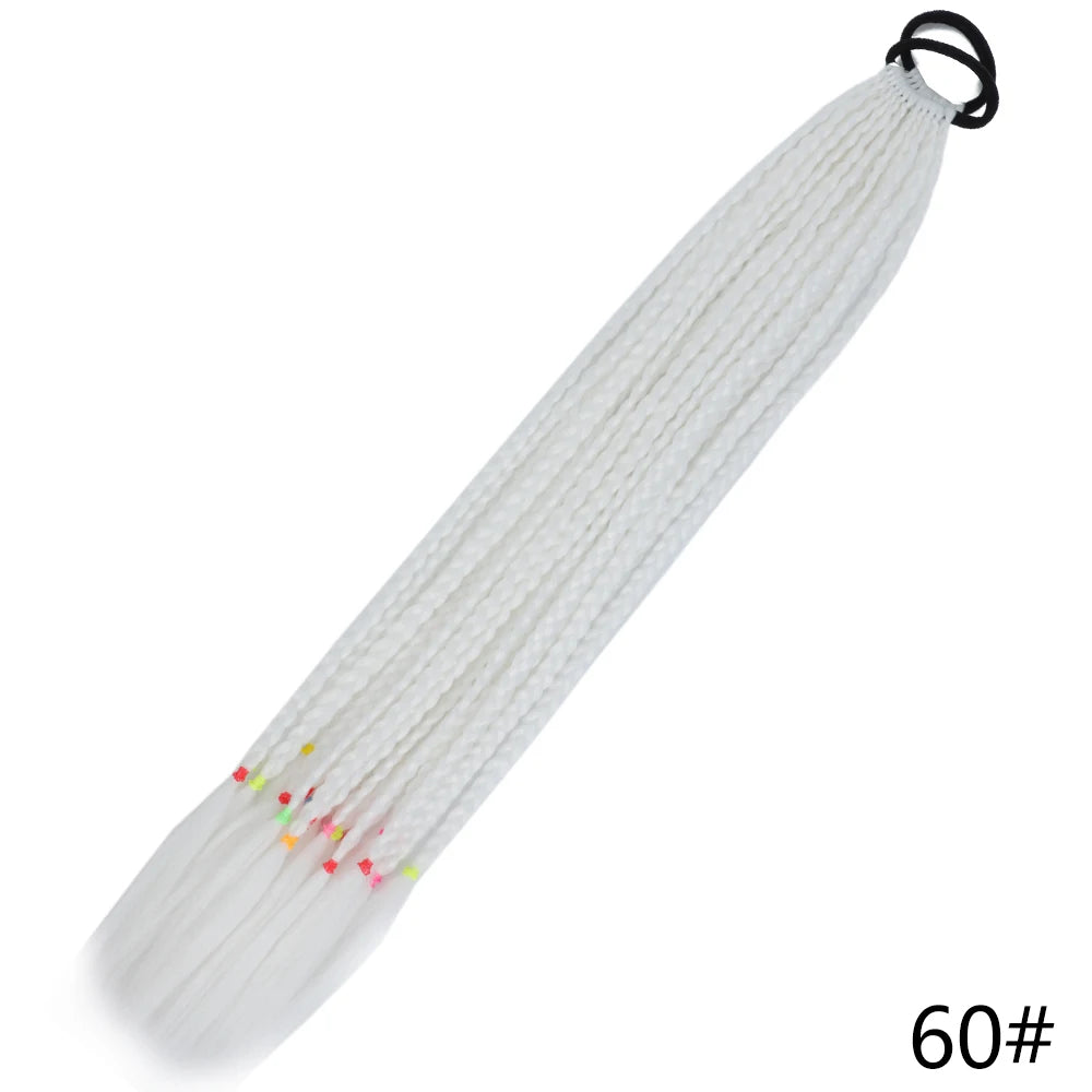 Synthetic Gradient Color Braided Ponytails With Elastic Band