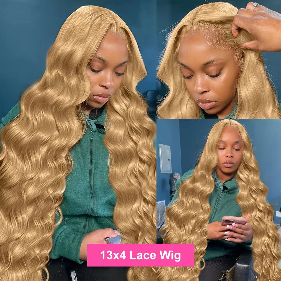 Honey Blonde Body Wave - Preplucked Lace Frontal Human Hair Wig