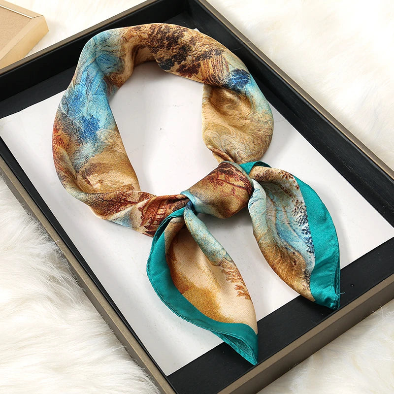 Luxury Print Satin Silk Square Scarfs