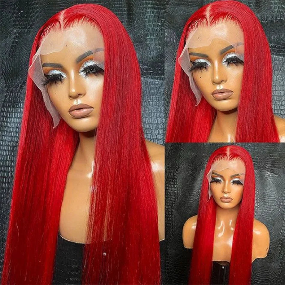 Brazilian Straight Pre-plucked Lace Frontal - Human Hair Wig -  Red Hot Color