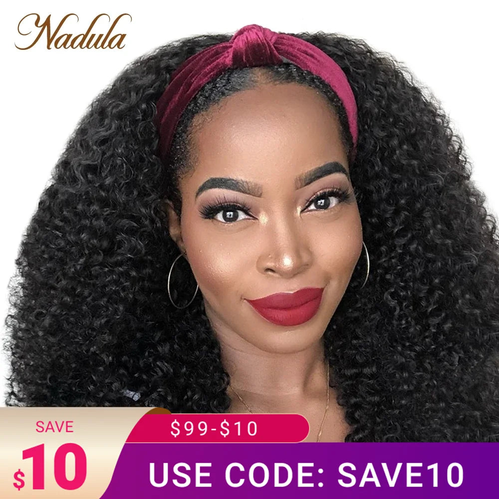 Kinky Curly Human Hair Headband Wig