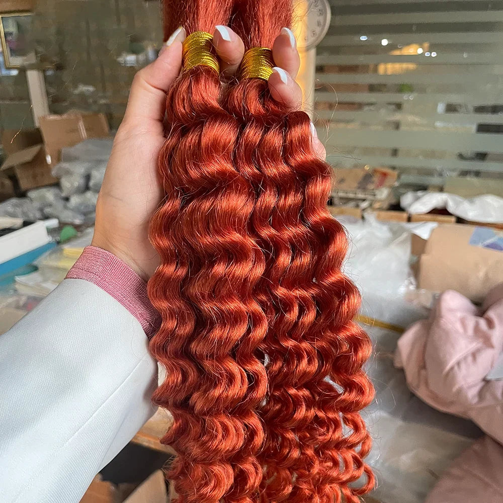 Deep Wave Bulk Human Hair for Braiding - Various Colors Available