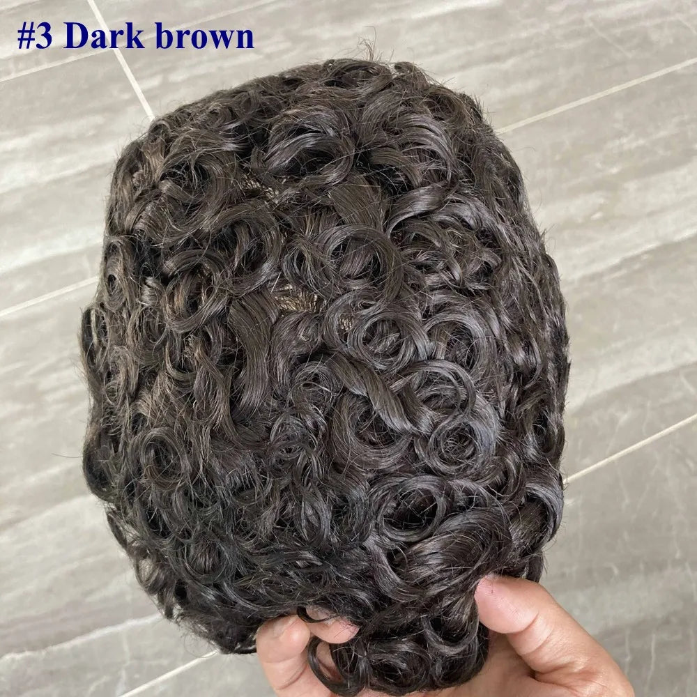 Full Skin Base 20mm Curly Human Hair- Durable Prosthesis System With Natural Frontline - Various Colors Available