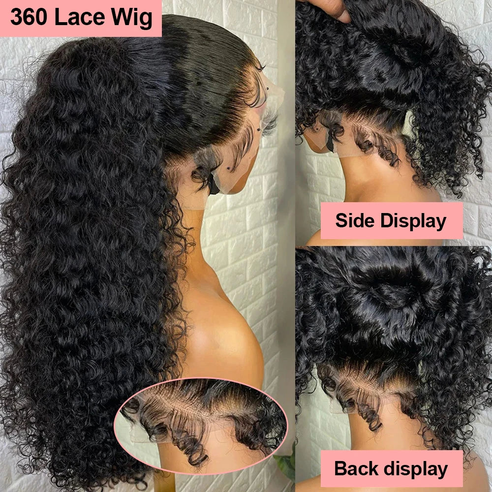 Brazilian Deep Wave Curly - Pre Plucked 360 Lace Front Human Hair Wig