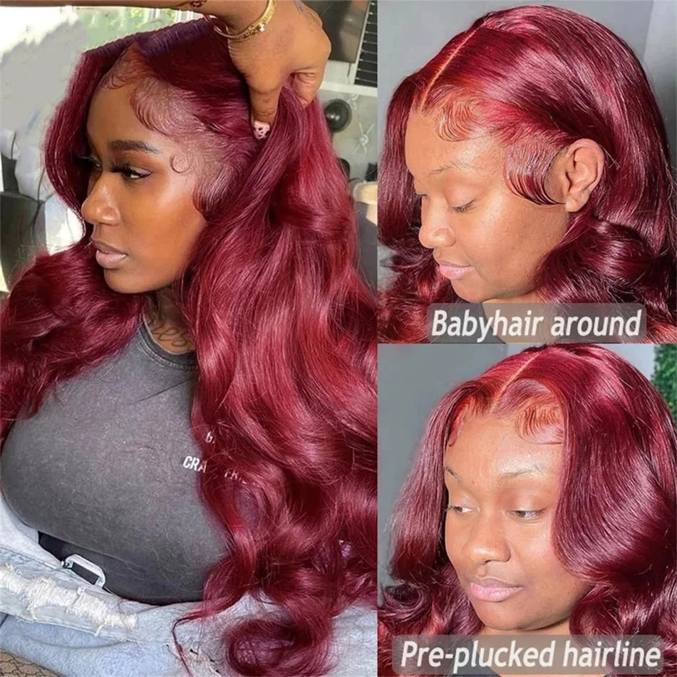Body Wave Burgundy - Glueless HD Frontal Human Hair Wig
