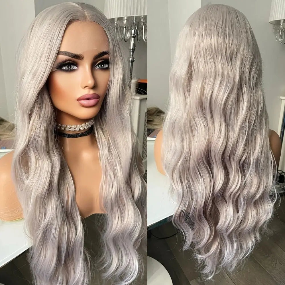 24 Inch Water Wave Synthetic Lace Front Pre Plucked Wigs - Various Colors Available