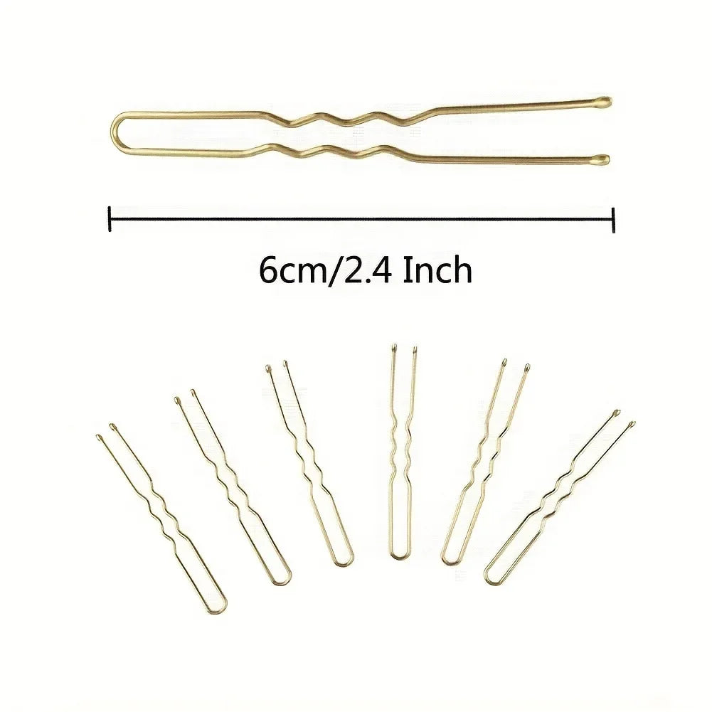 100PCS U Shaped Black Wave Bobby Pins
