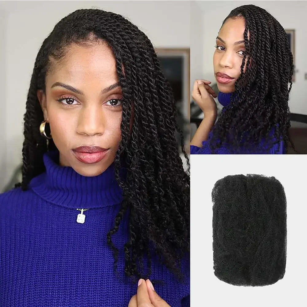 Afro Kinky Bulk Human Hair For Braiding (Lightweight) Various Colors Available