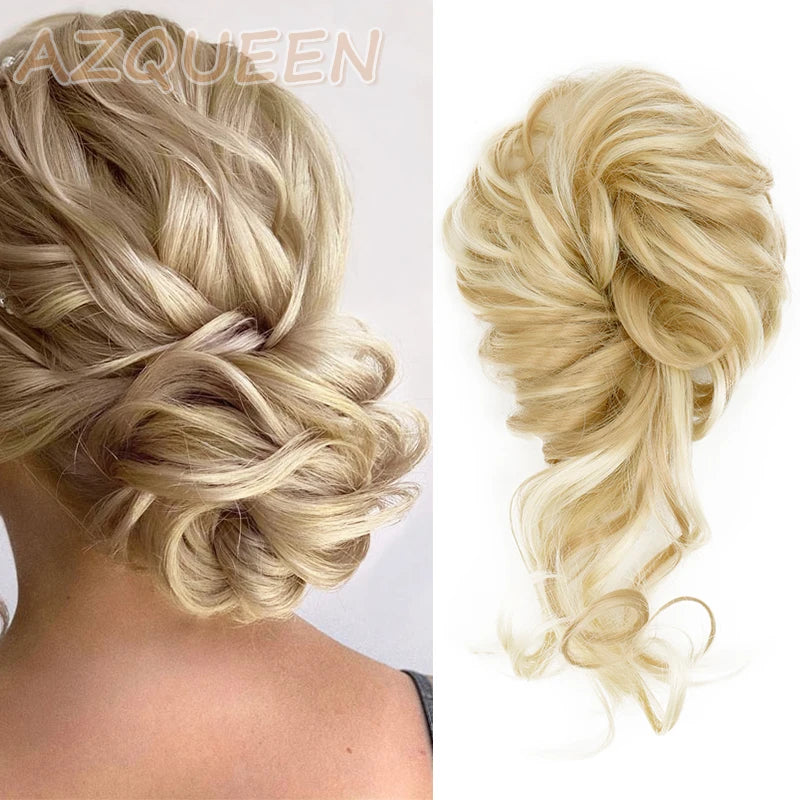 Synthetic Culrly Messy Ponytail Updo Bun with Elastic Band/Scrunchy