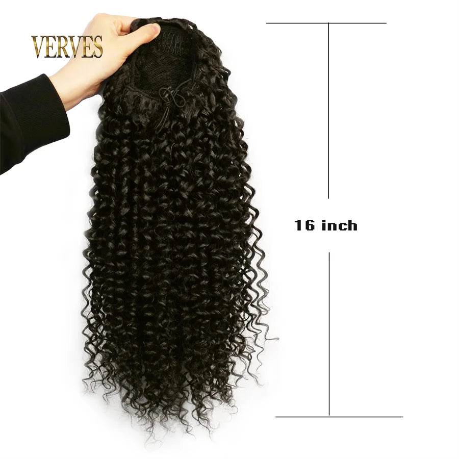 VERVES Synthetic 16Inch Drawstring Curly 16 Inch Ponytail