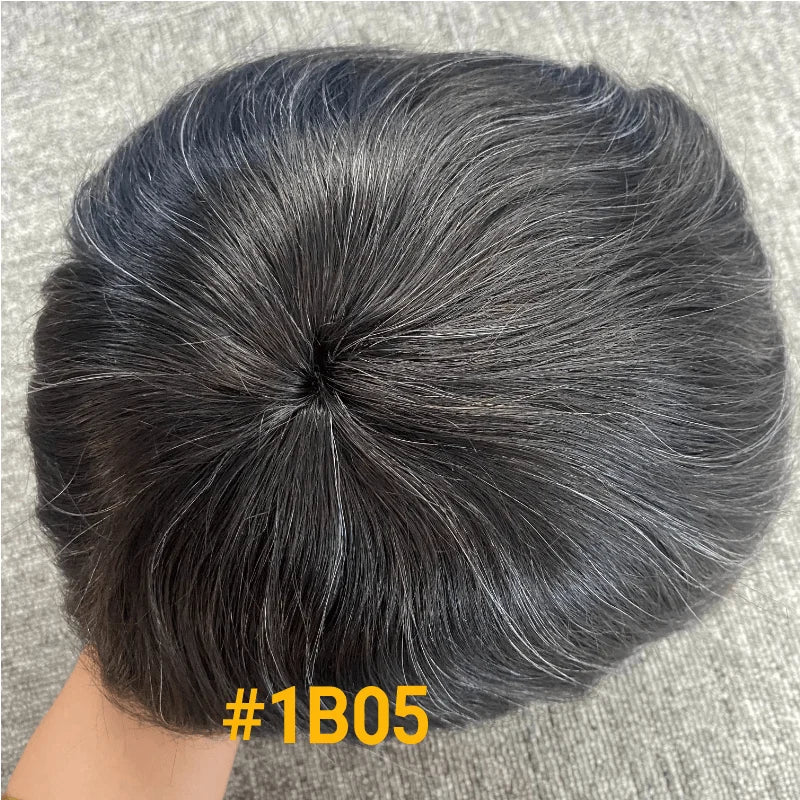 Straight Human HairProsthesis Toupee Men 6" Hair Replacement Systems -  Various Options Available