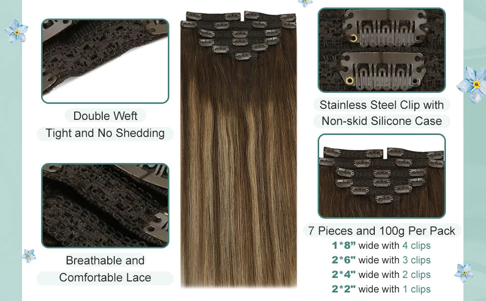 Straight Human Hair Clip Ins - Various Options Available