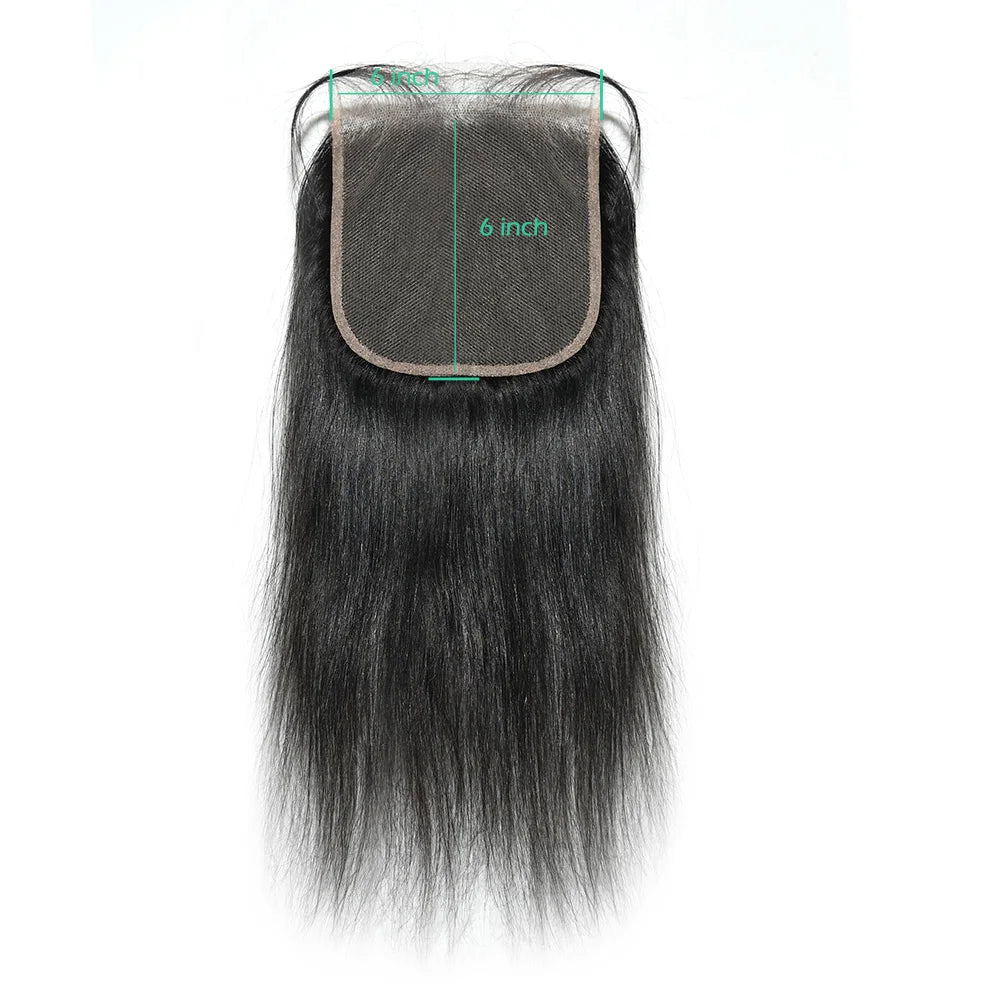 Brazilian Straight 13x6 Lace Frontal or  Pre-plucked Transparent 2x6 HD Lace Closure Human Hair