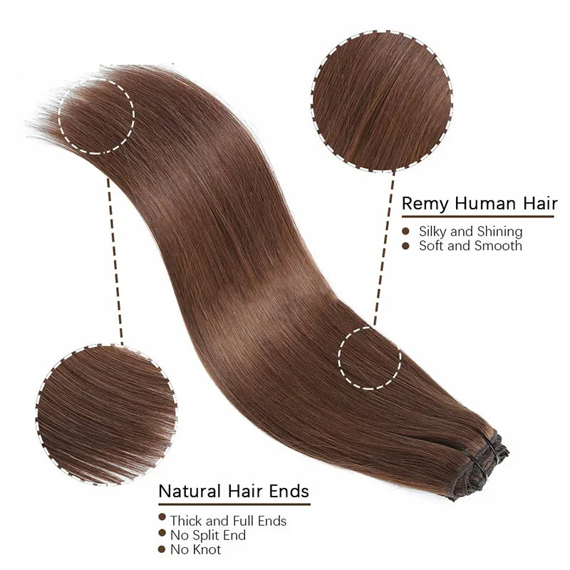 Straight 8pc Clip - In Human Hair Extensions - Various Colors Available