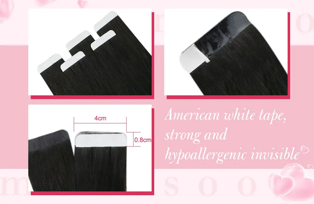 Straight Tape in Human Hair Extensions - Various Colors Available