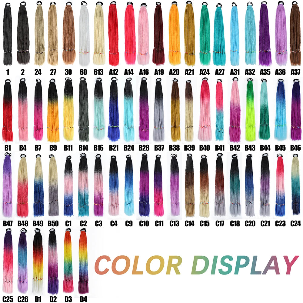 Synthetic Gradient Color Braided Ponytails With Elastic Band