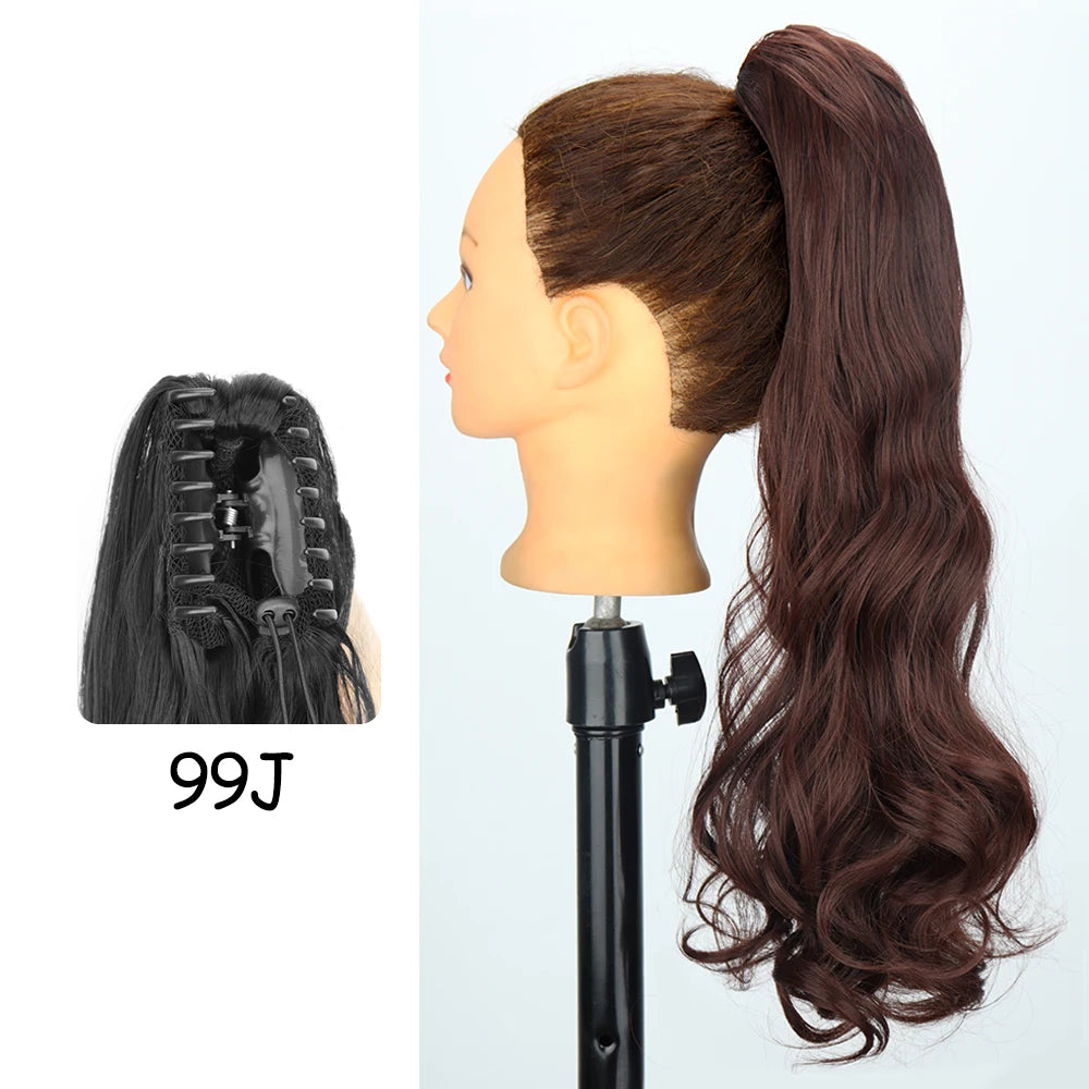 Synthetic 24" Long Wavy Claw Clip On Ponytail