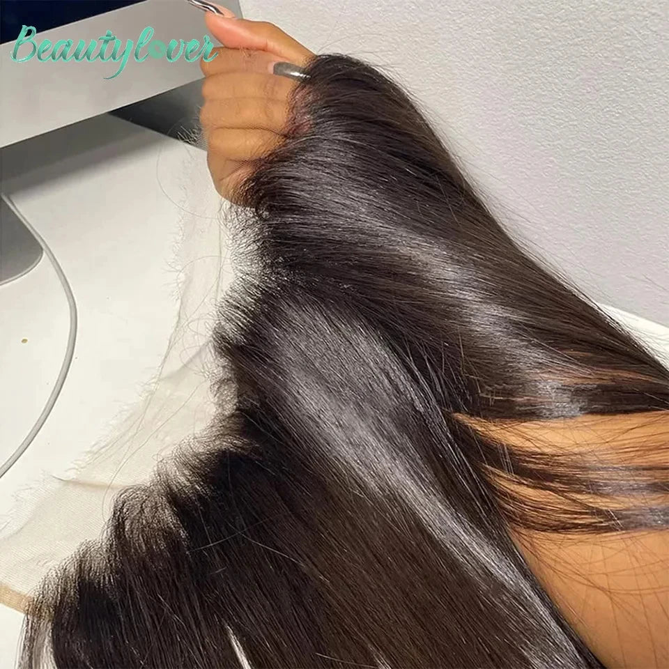 Brazilian Straight 13x6 Lace Frontal or  Pre-plucked Transparent 2x6 HD Lace Closure Human Hair
