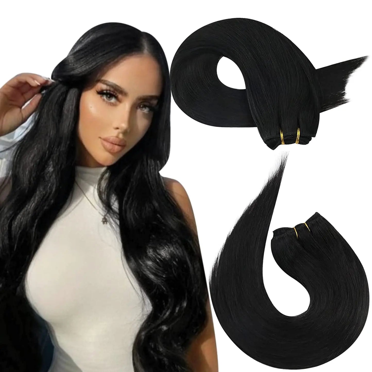 Straight Human Hair Bundles Weave Balayage Hair Pieces