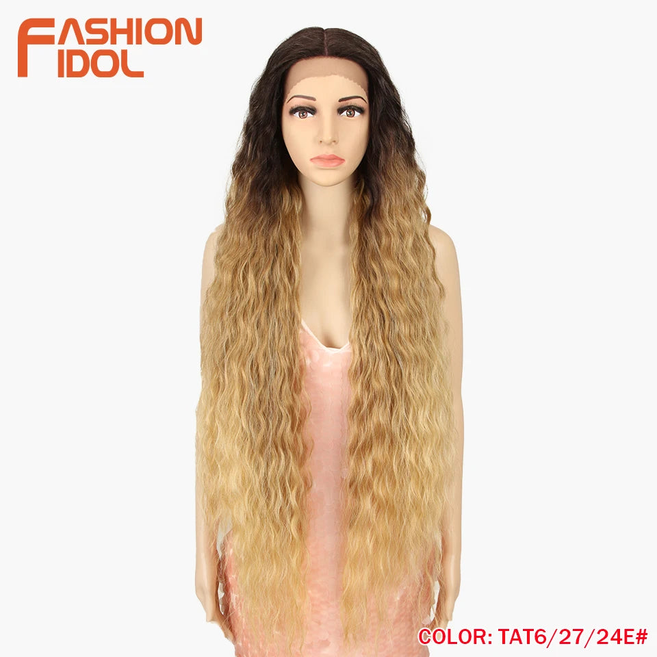 Water Wave 42 Inch Lace Front Synthetic Wigs - Various Colors Available