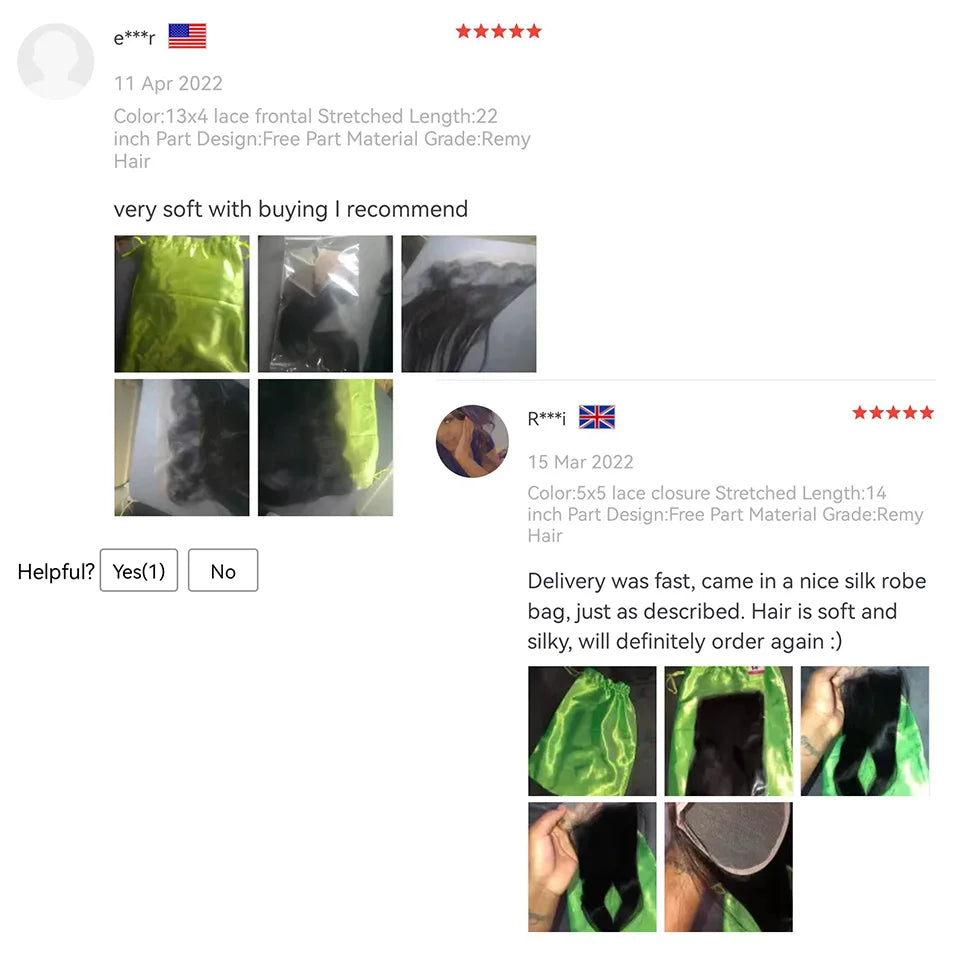Brazilian Straight Human Hair Transparent Lace Frontal or Closure