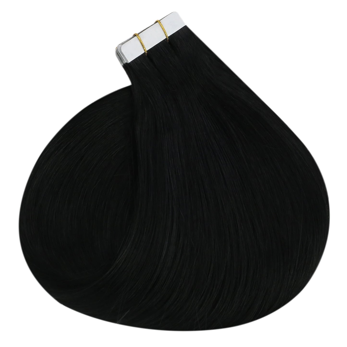 Jet Black Straight Human Hair Tape - In Extensions - Seamless Invisible