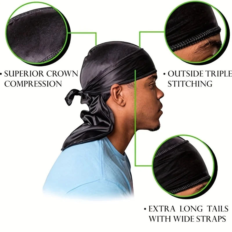 Men's Silk Durag/Wave Caps - Various Colors Available