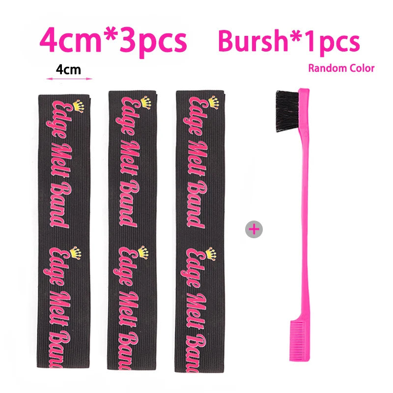 3PC Elastic Melting Lace Headband With Edge Brush/Comb