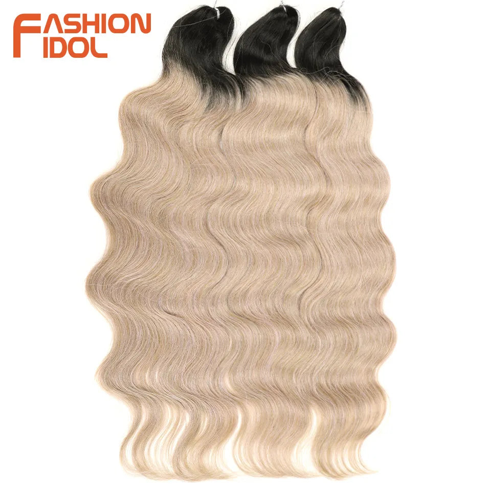Ombre Body Wave Crochet Hair 24 Inch Long Synthetic Hair - Various Colors Available
