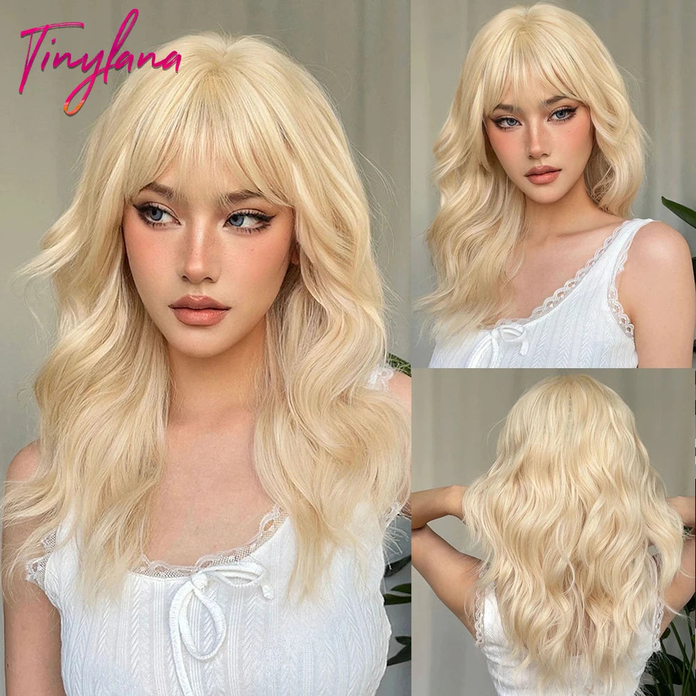 Long Curly Wavy Cosplay Synthetic Wigs With Bangs - Various Colors Available