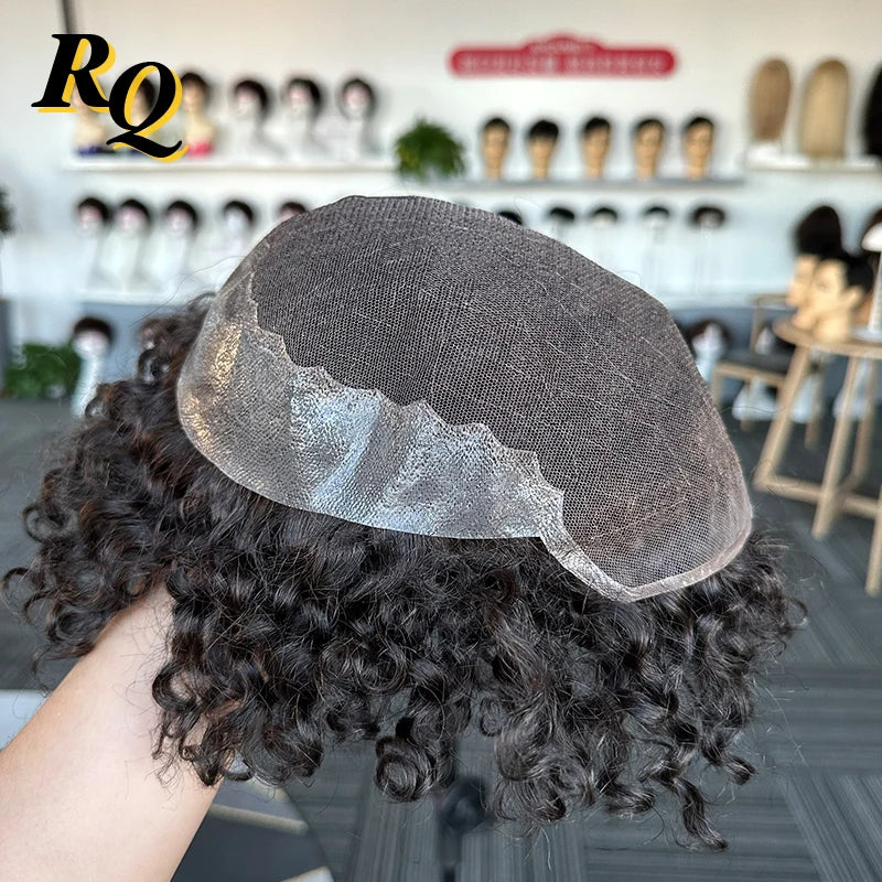 RQ 15mm Curls Q6 Toupee Human Hair Replacement System