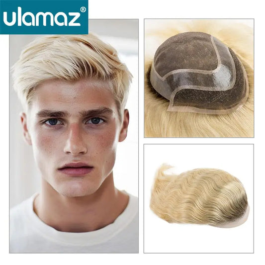 Mono Lace Men's Skin Pu Around Toupee Prosthesis Remy Human Hair Systems - Various Options Available