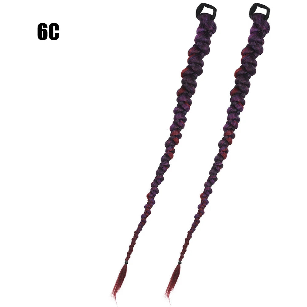 French Twist Braided Synthetic Chignon Ponytail With Hair Tie