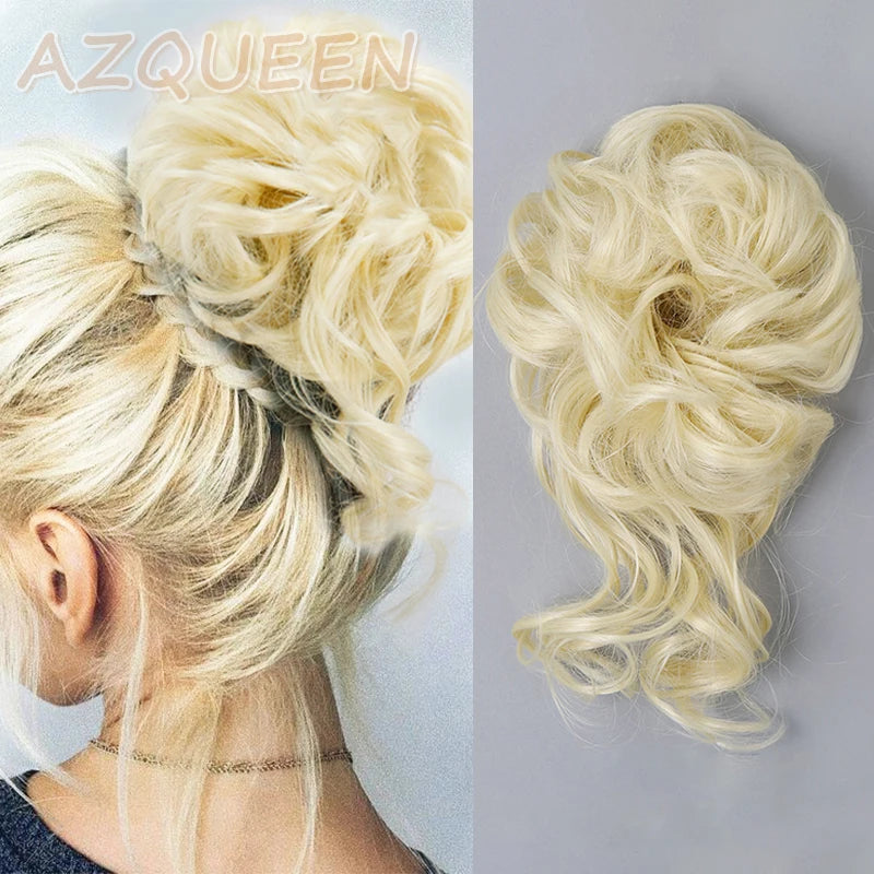 Synthetic Culrly Messy Ponytail Updo Bun with Elastic Band/Scrunchy