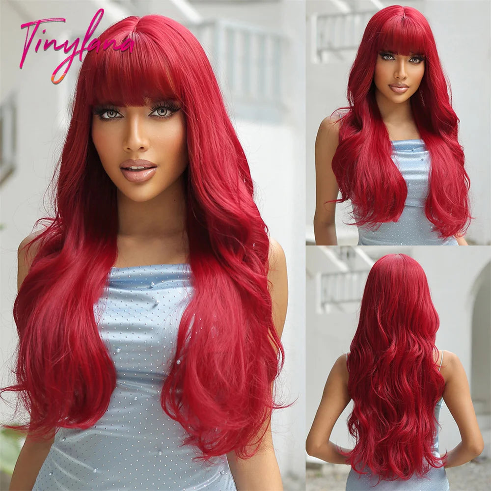 Long Curly Wavy Cosplay Synthetic Wigs With Bangs - Various Colors Available