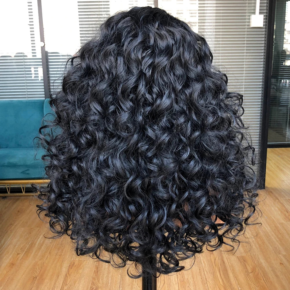Curly Synthetic Wig with Bangs - Various Color Available