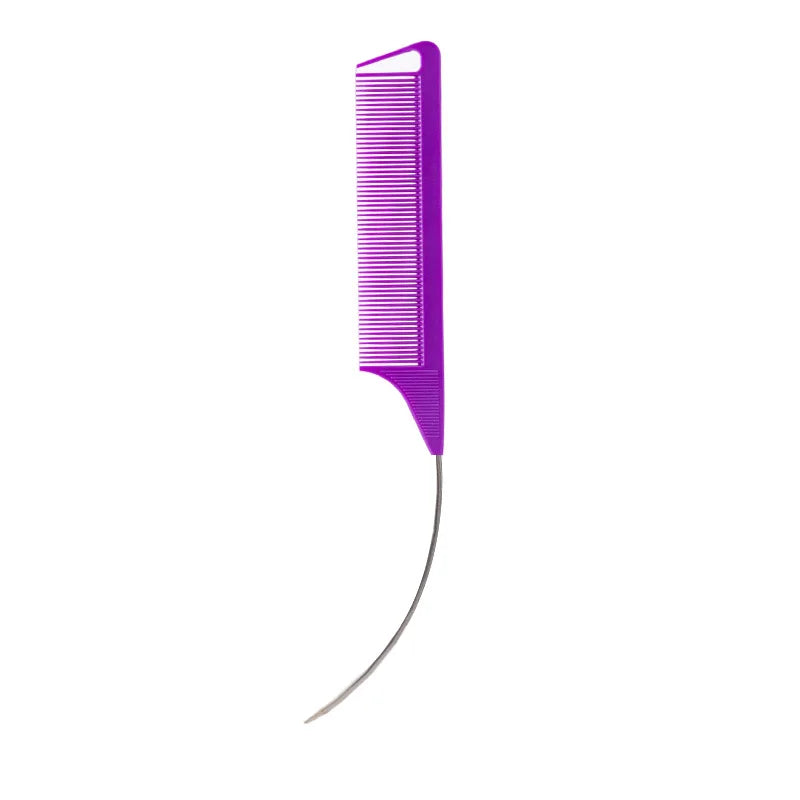 Plastic Heat Resistant Anti-Static Braiding Rat Tail Curved Steel Needle Parting Comb