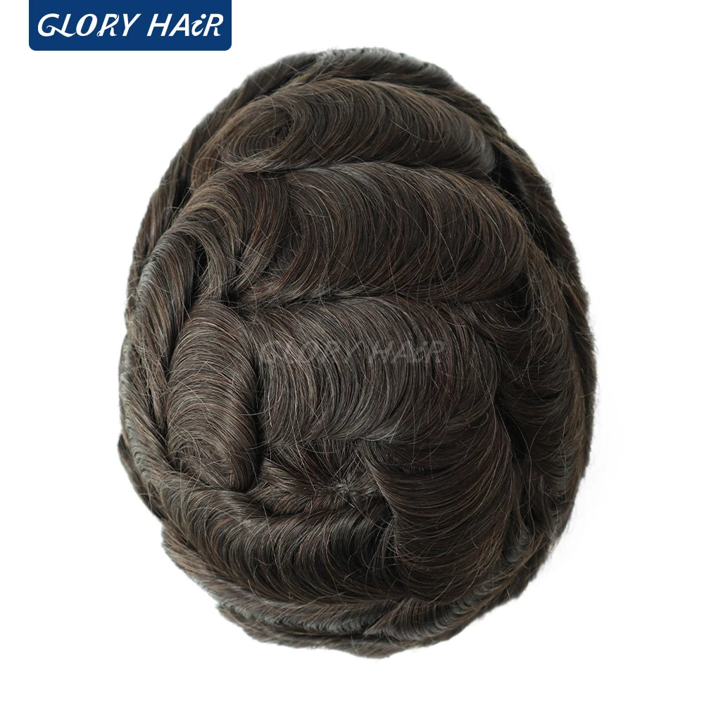 Indian Human Hair Thin Skin Hair Prosthesis 0.12 - 0.14 mm Toupee/Replacement Unit - Various Options Available